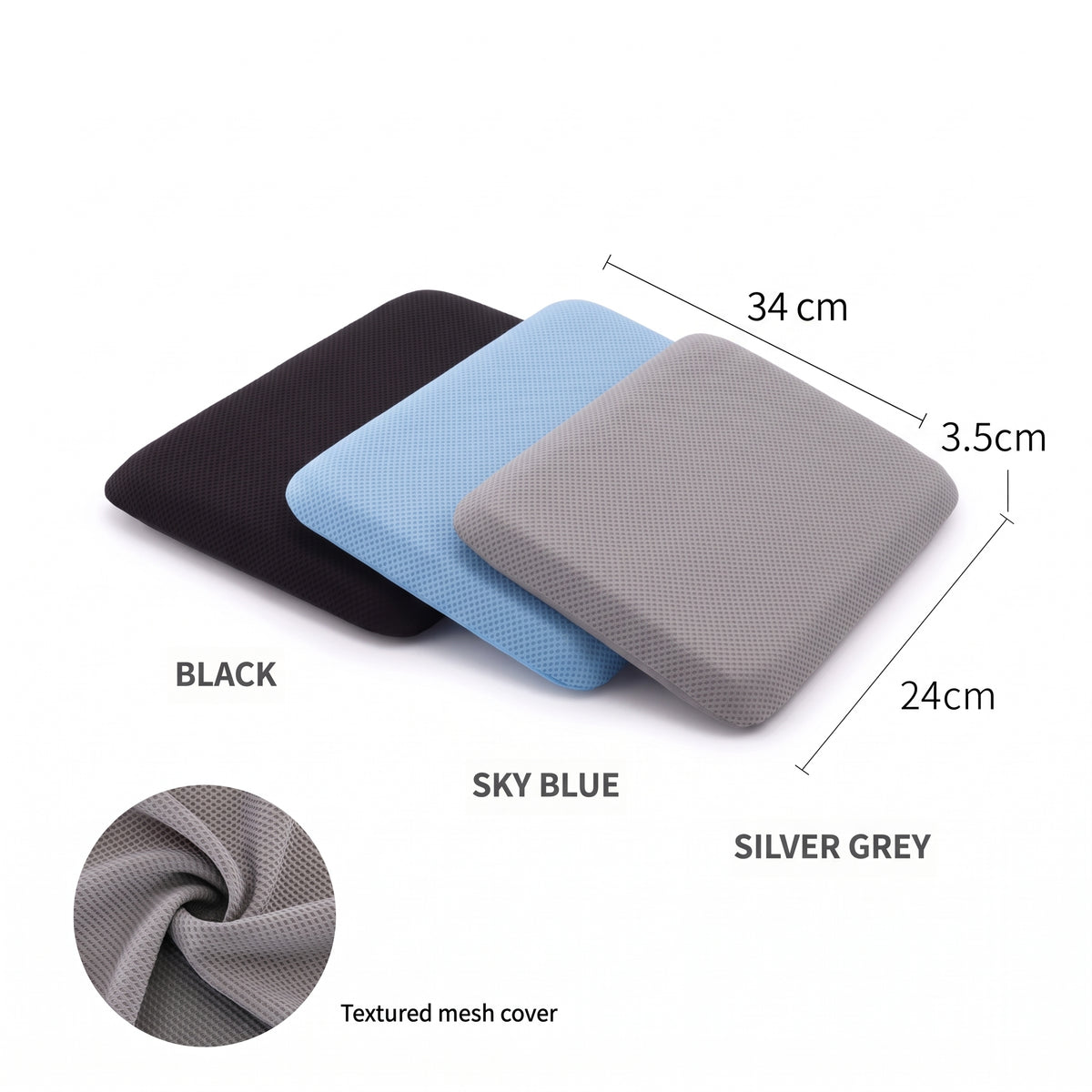 The Calmyo gel seat cushion on a chair, the gel returning to shape